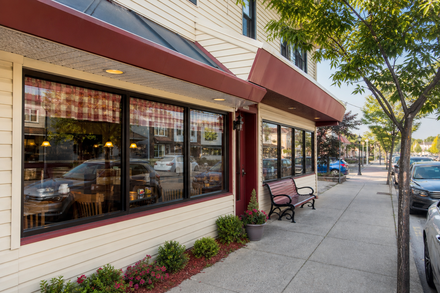 A warm small-town family restaurant storefront